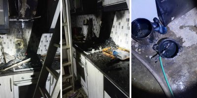 Gaz ocağında unutulan yağ alev aldı