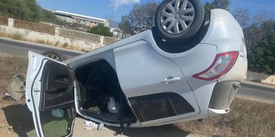 Köpeğe çarpmamak için fren yapınca kaza yaptı