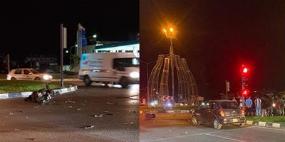 Motosiklet sürücüsü, ambulansla hastaneye kaldırıldı