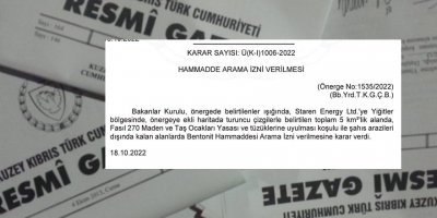 Yiğitler bölgesinde hammadde arama izni verildi