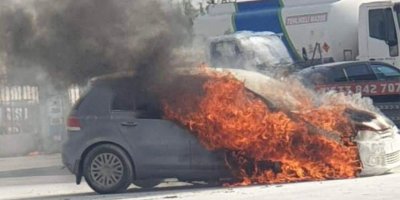 Seyir halindeki araç alev aldı!