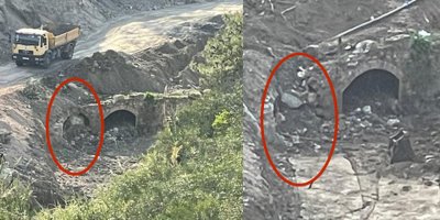 Tarihi Taş köprü yol yapımı bahanesiyle kısmen yıkıldı