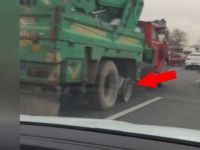 Kamyon sürücüsü jant üzerinde gitti