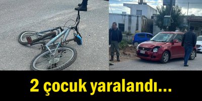 Bisiklet süren çocuklara araba çarptı!