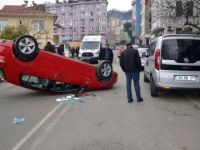 Giresun'da bir kişi 20 kilometre hızla giderken takla attı
