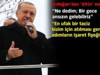 Erdoğan: Güney sınırımızı terörden arındırma operasyonumuzu Afrin'le devam ettireceğiz