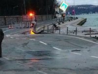 Sarıyer'de yol çöktü